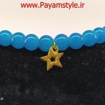 دستبند پلاک دار سنگ مصنوعی طرح ستاره رنگ آبی